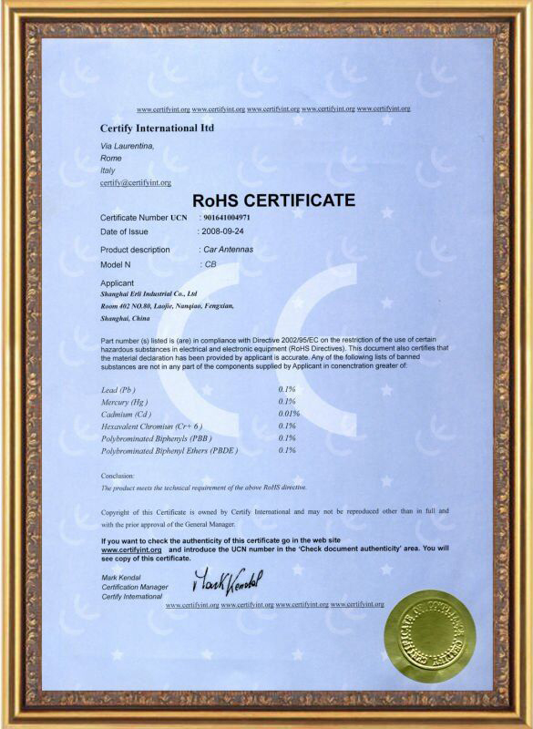 Certificado RoHS